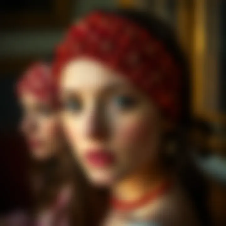 An artistic representation highlighting the historical significance of red rhinestone headbands through different eras