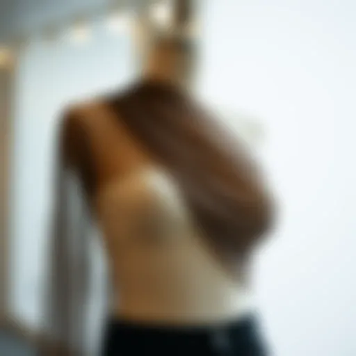 Elegant sheer bandeau draped on a stylish mannequin showcasing its design.