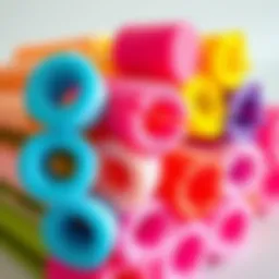 Colorful foam sponge hair rollers arranged artistically