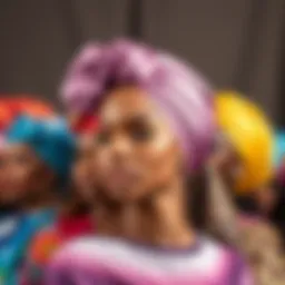 Elegant collection of satin bonnet head wraps displaying various colors and designs.