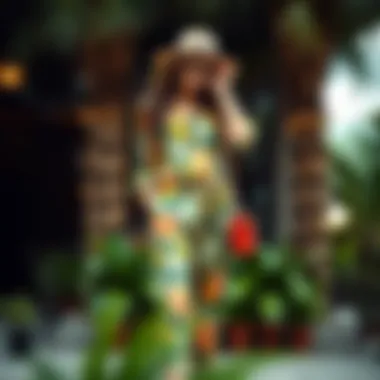 Styling Tropical Prints with Flair A stylish outfit featuring tropical print pants paired with complementary accessories