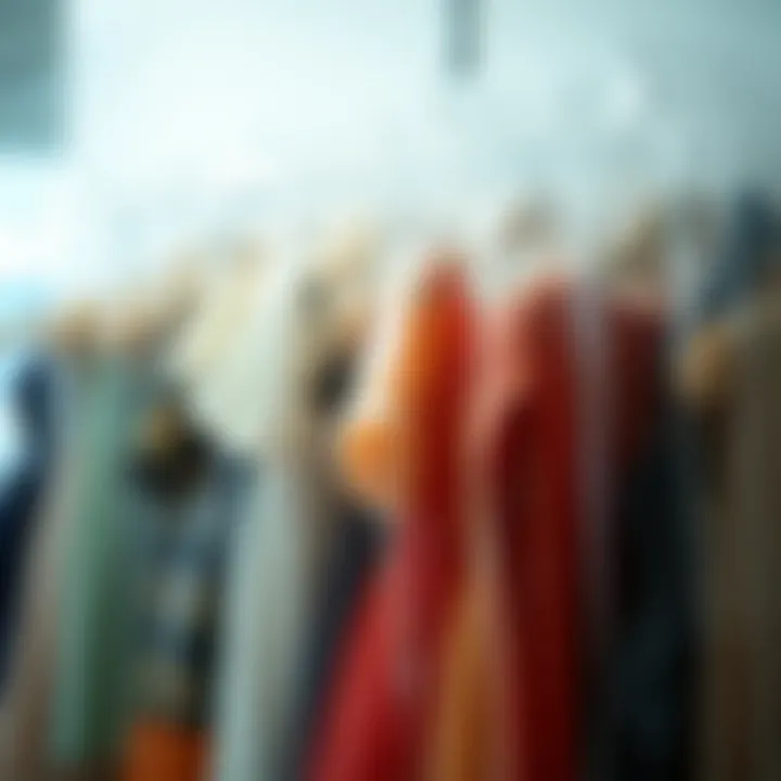 A collection of clear plastic bags neatly arranged showcasing various dress styles.