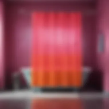 Vibrant neon shower curtain in a modern bathroom setting