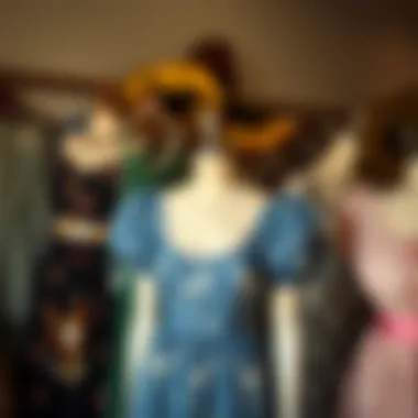 A collection of vintage dresses reflecting the evolution of American fashion styles over decades.