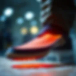 Close-up of a warm shoe insole showcasing advanced heating technology