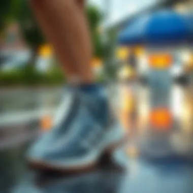 Protection from Weather Elements A waterproof shoes bag protecting footwear during a rainy day.